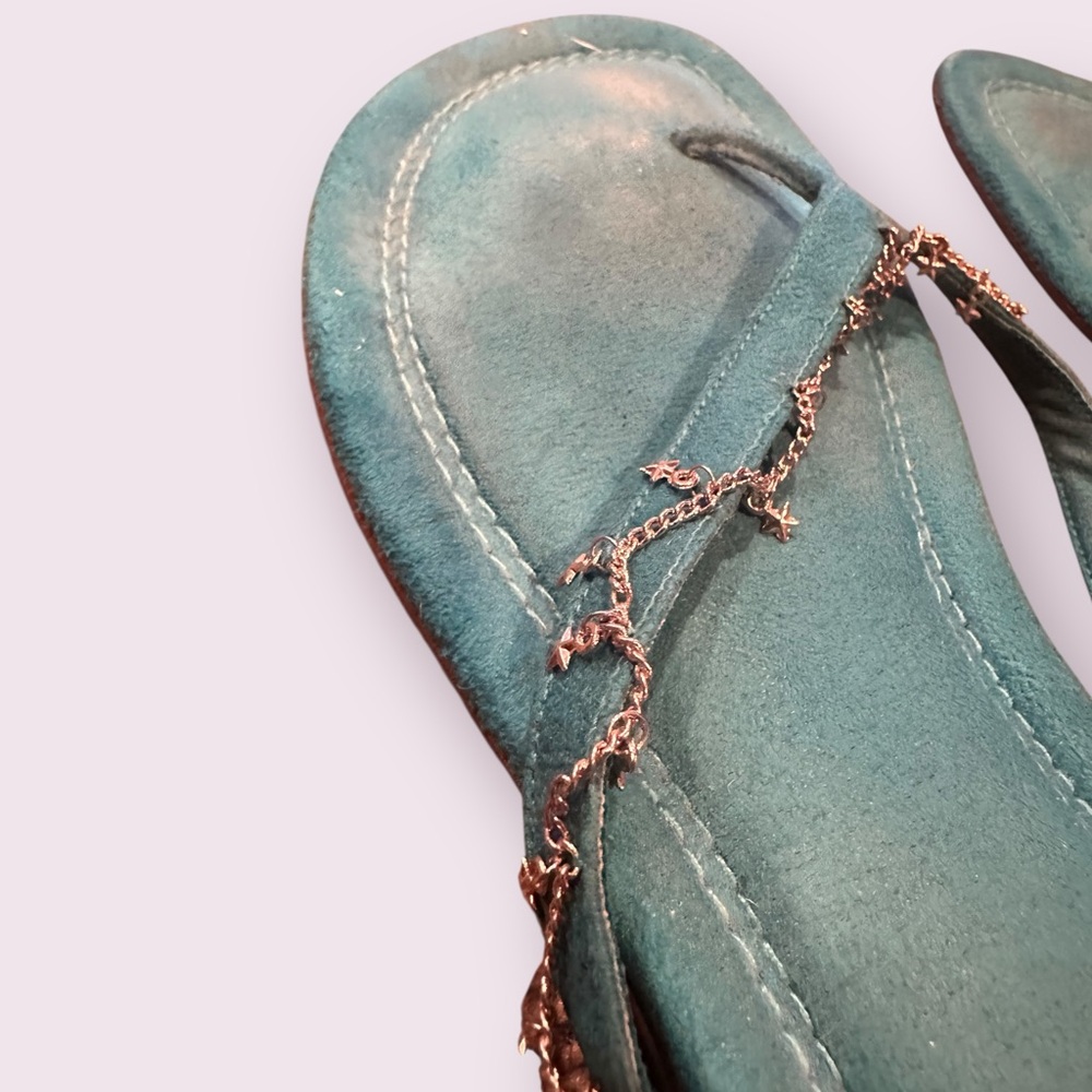 Colin Stuart Turquoise Sandals with Metallic Detail - Picture 4 of 7